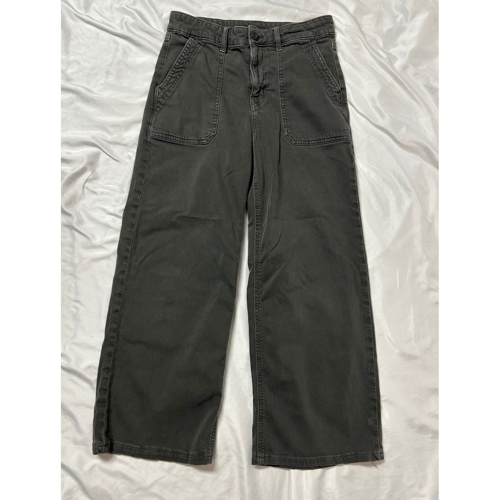 American Eagle Super High Rise Baggy Wide Leg Pants Gray Utility Skater Sz- 2R